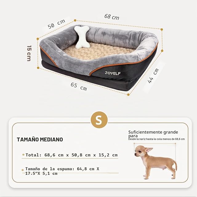 Foto 2 de 8 de JOYELF Cama para Perro de Espuma viscoelástica Cama y sofá ortopédico pequeño para Perro con Funda Lavable…