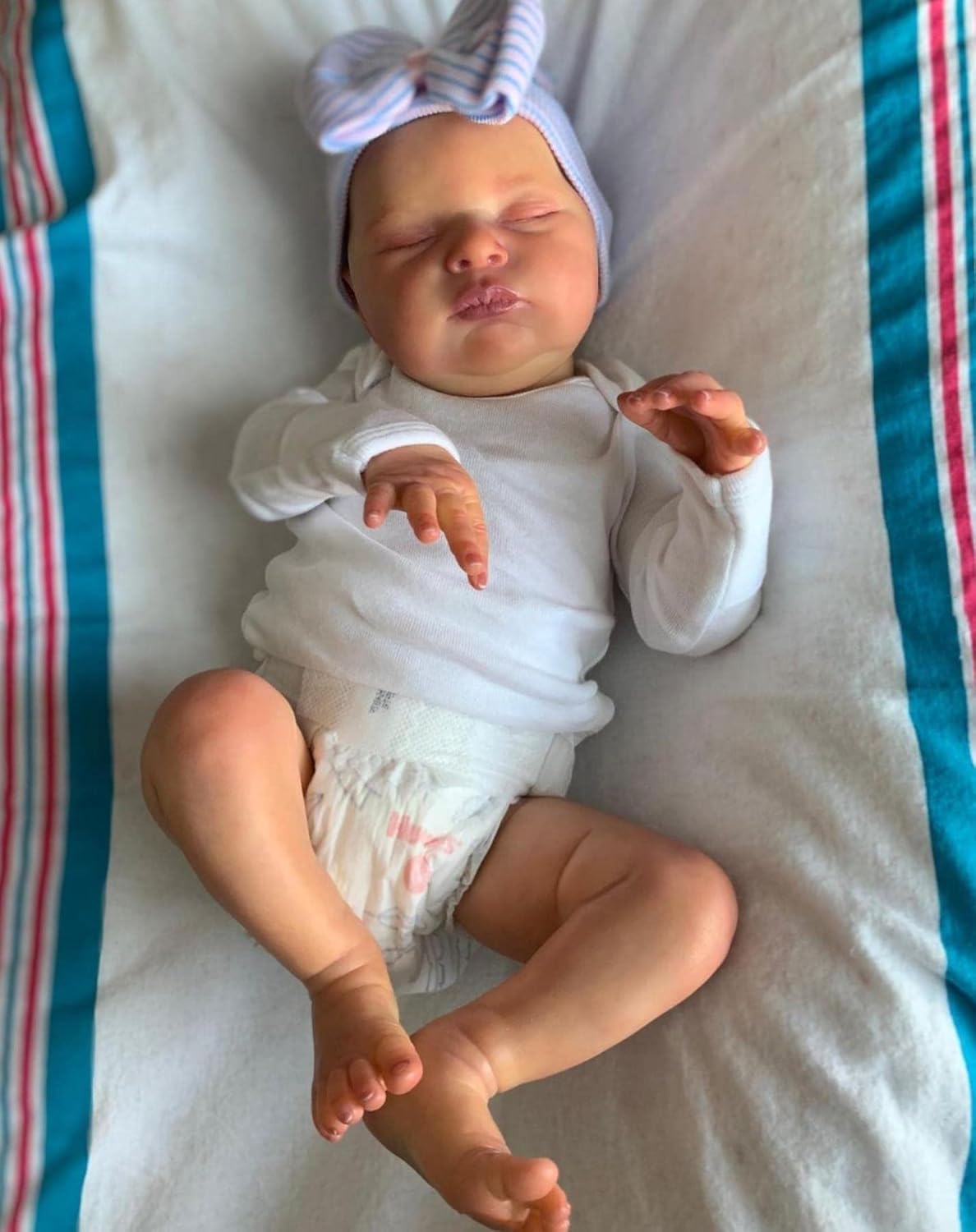 20 Inch Asleep Baby Reborn 3D-Paint Skin with Visible Veins Cloth Body Doll, Soft Vinyl Newborn Girl Toy Like an Real