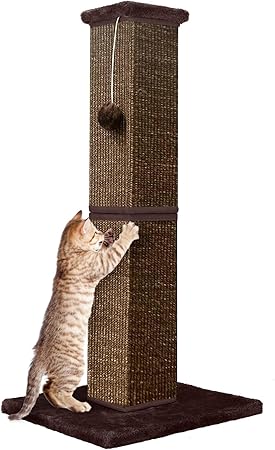 Cat Scratching Post 32 Inch for Indoor Large Cats and Kitten, Nature Sisal Tall Cat Scratch Post, Sisal Cat Scratcher Improve Cat’s Scratching Habits and Protect Your Furniture, Full Brown Cat Scratching Post 32 Inch for Indoor Large Cats and Kitten, Nature Sisal Tall Cat Scratch Post, Sisal Cat Scratcher Improve Cat’s Scratching Habits and Protect Your Furniture, Full Brown