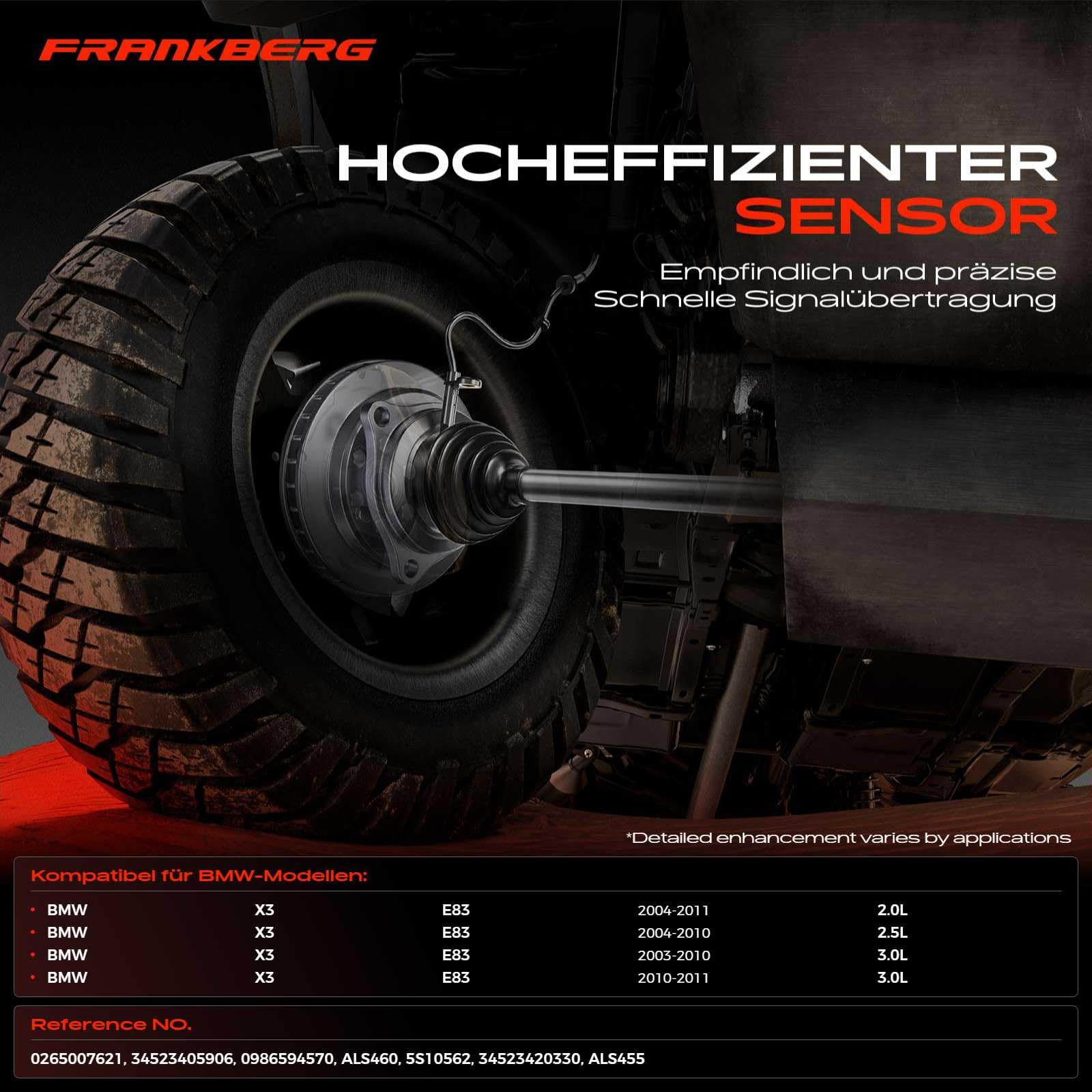 ABS Sensor Raddrehzahl Vorne Links oder Rechts für X3 E83 2.0L 2.5L 3.0L 2003-2011 34523405906