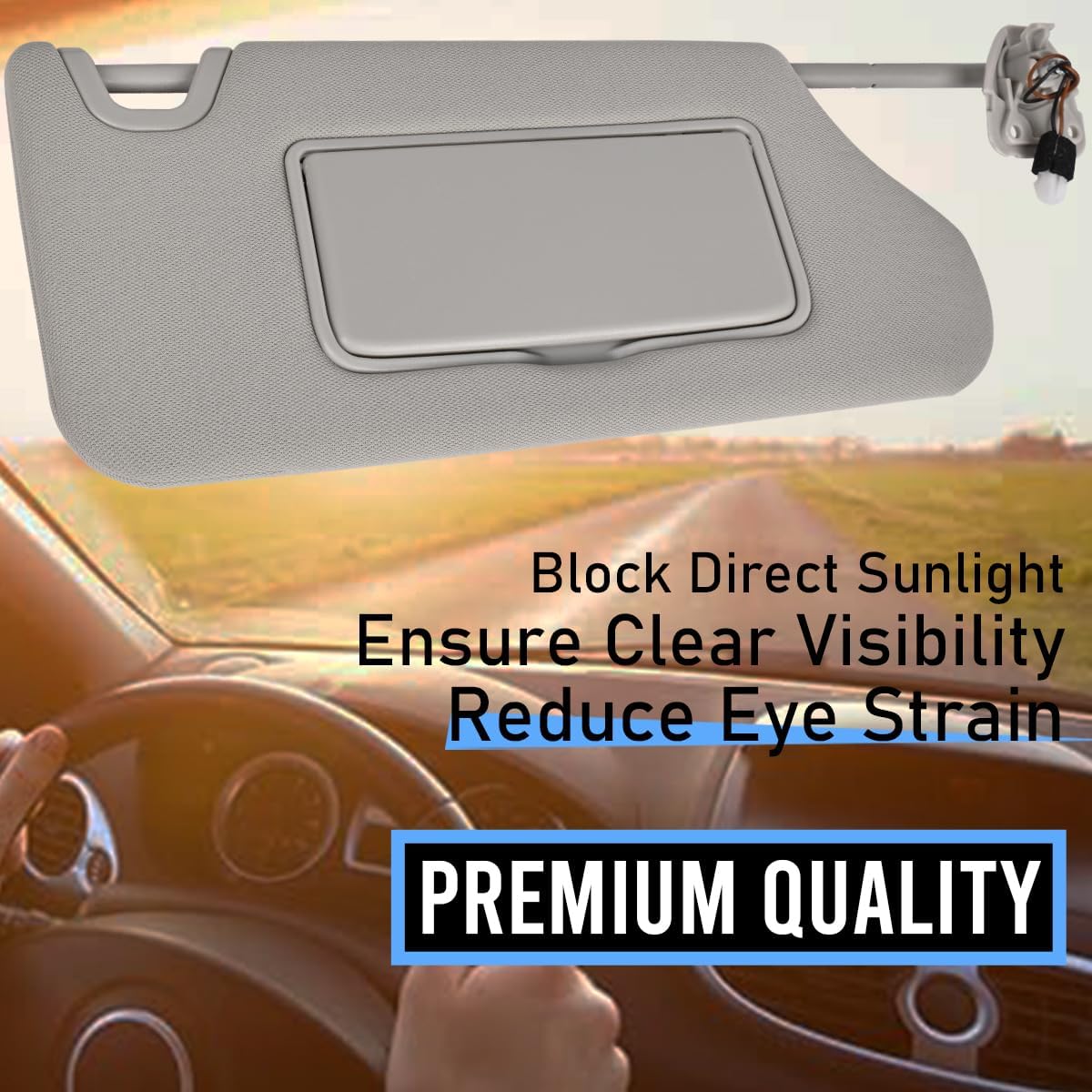 Sun Visor Right Passenger Side RH with Mirror and Light Without Sunroof Fit for Nissan Altima 2013 2014 2015 2016 2017 2018 Replaces OE# 96400-3TA2A (Right Passenger Side) Gray