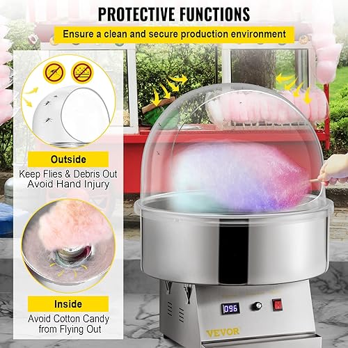 Miniatura 5 de VBENLEM Cubierta de 21 Pulgadas para Máquina de Algodón de Azúcar, Protector de Burbujas de Plástico para Fabricante de Hilo Dental Comercial