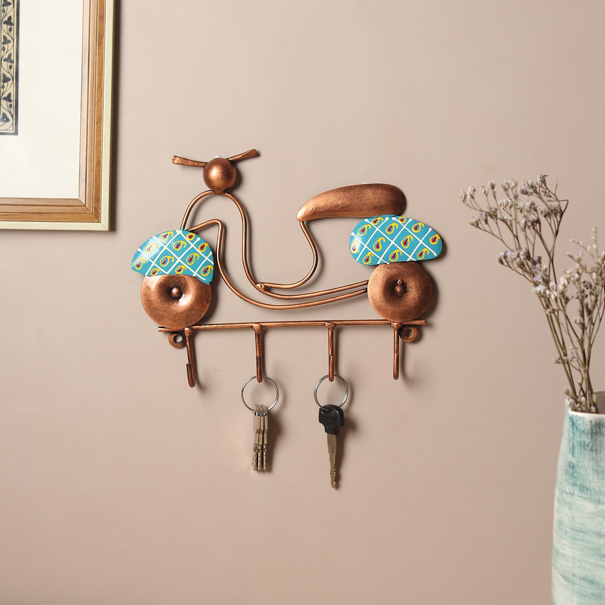 Habere India-All the Cultures Fabricating India Keychain Stand | Keys Organizer | Key Hanger for Wall | Keychain Holder | Modern Key Holder for Wall (Blue - 23x3x17 cm)-image-32