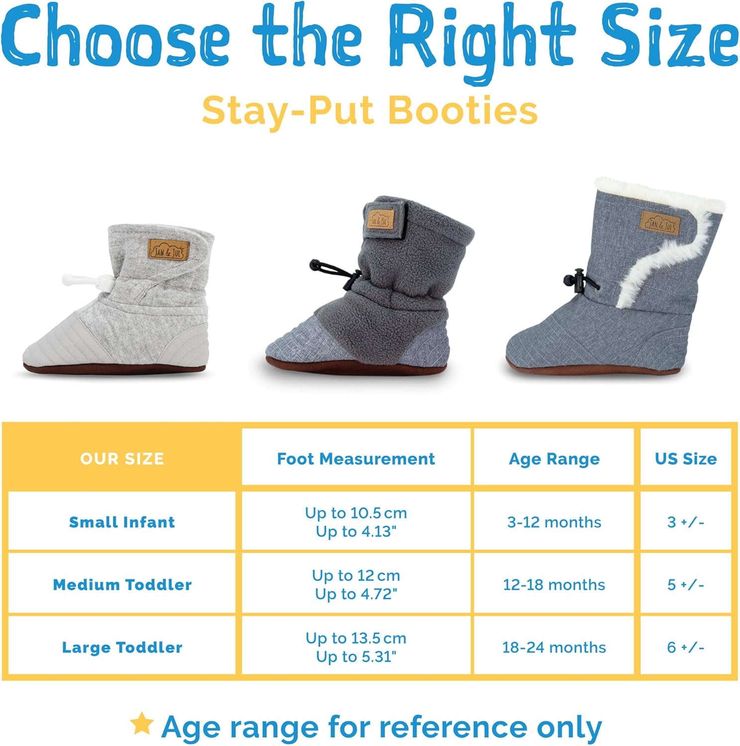 JAN & JUL Adjustable Stay-on Lite Baby Booties, Cotton Blend Slippers for Infant and Toddler