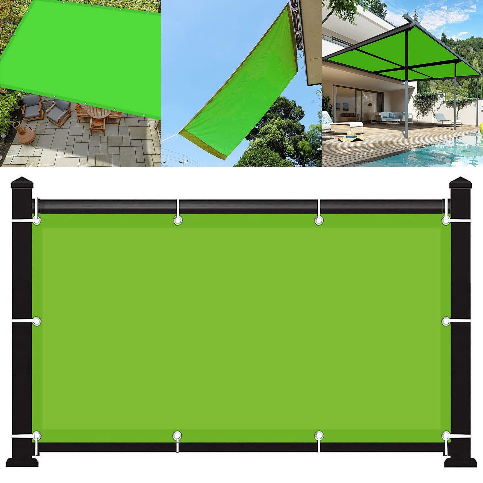 Voile d'ombrage imperméable anti-UV 4x4m avec cordes de fixation pour jardin