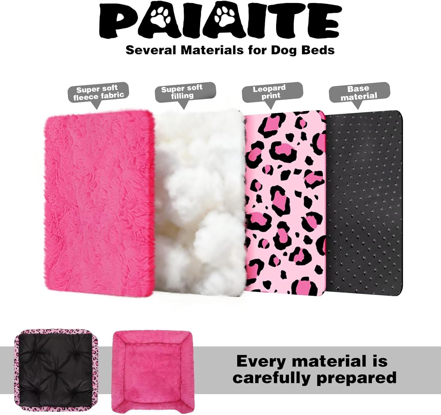Rectangle Washable Dog Bed for Large, Medium & Small Dogs – Soft Calming Puppy Beds, Durable Warm Pet Sofa with Non-Slip Bottom for Indoor Use.Pink M Size (33.5"x33.5"x7.1")