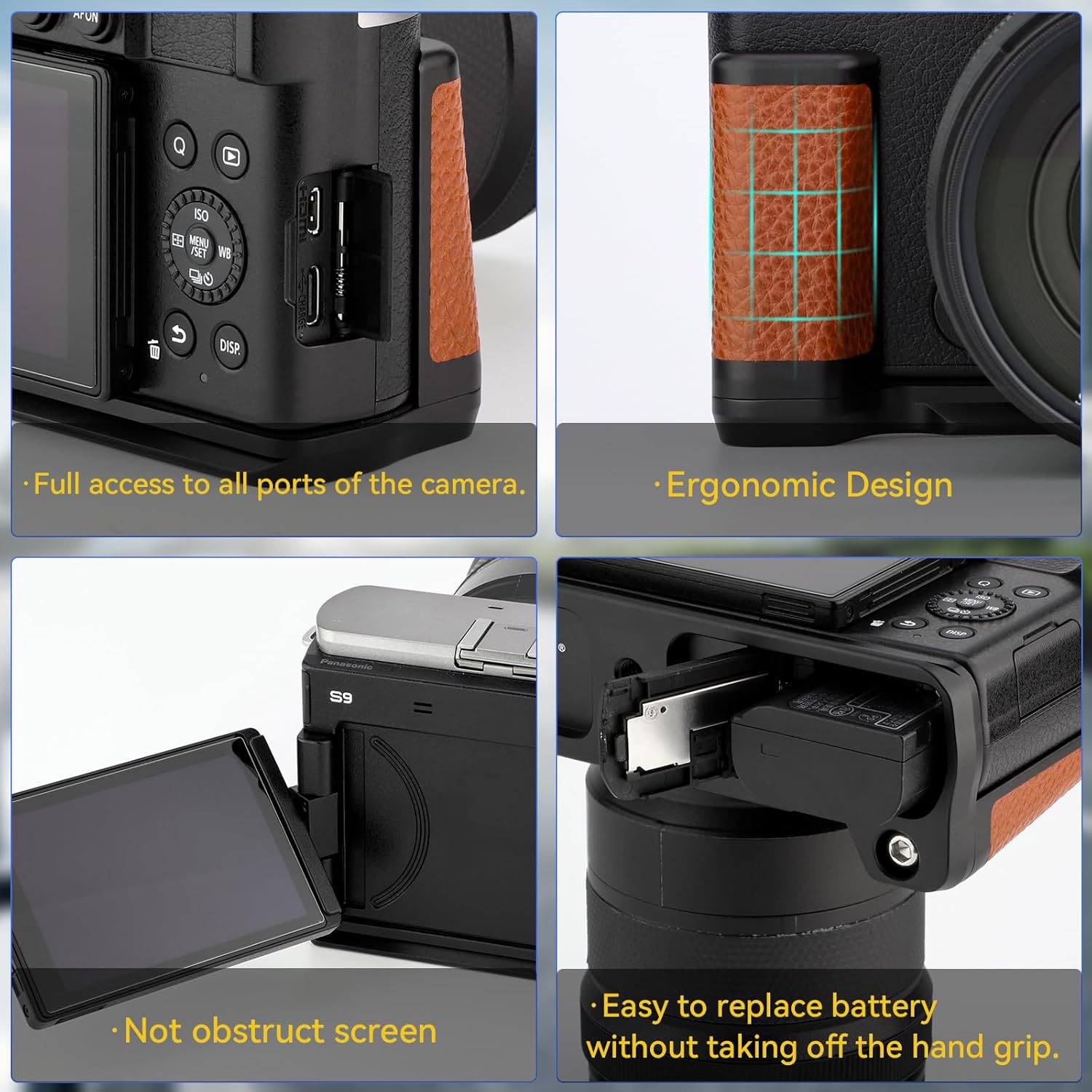 Haoge HG-S9-C Handle HandGrip for Panasonic LUMIX S9 Camera Body S9K L-Shape Grip Bracket Brown - Image 2