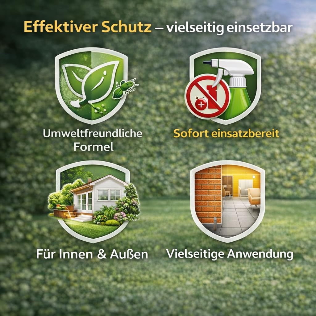 AL FARAS Insektenschutz Umgebung & Oberflächen 4er Set | Anwendungsfertige Flüssigkeit für Haus, Terrasse und Garten gegen kriechende und fliegende Insekten