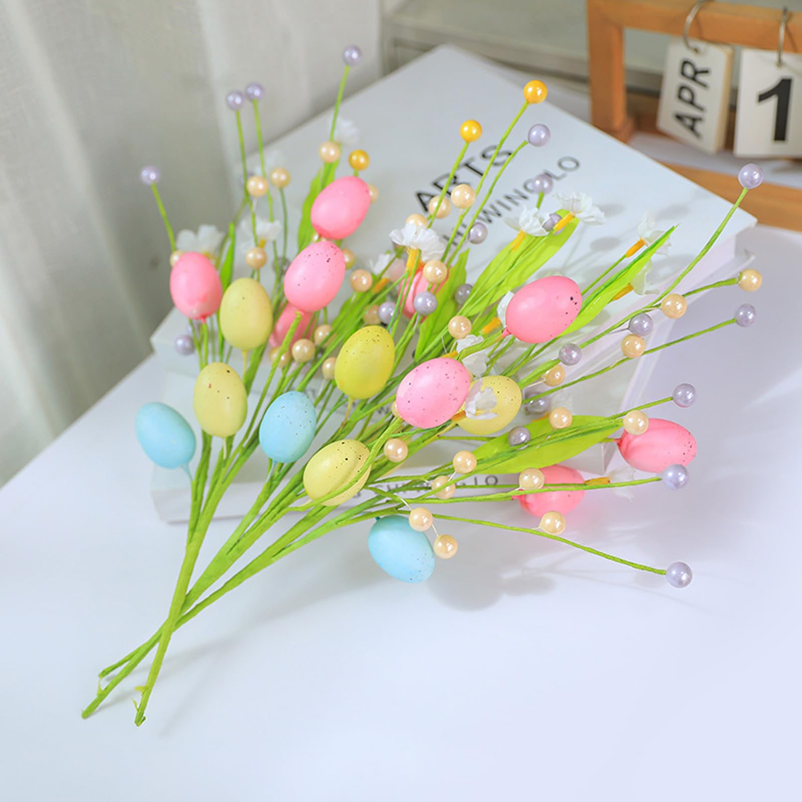 QXBXYHM Lot De 32 Vignes De Pâques Artificielles Avec œufs De Pâques Pastel Et Baies Décoratives