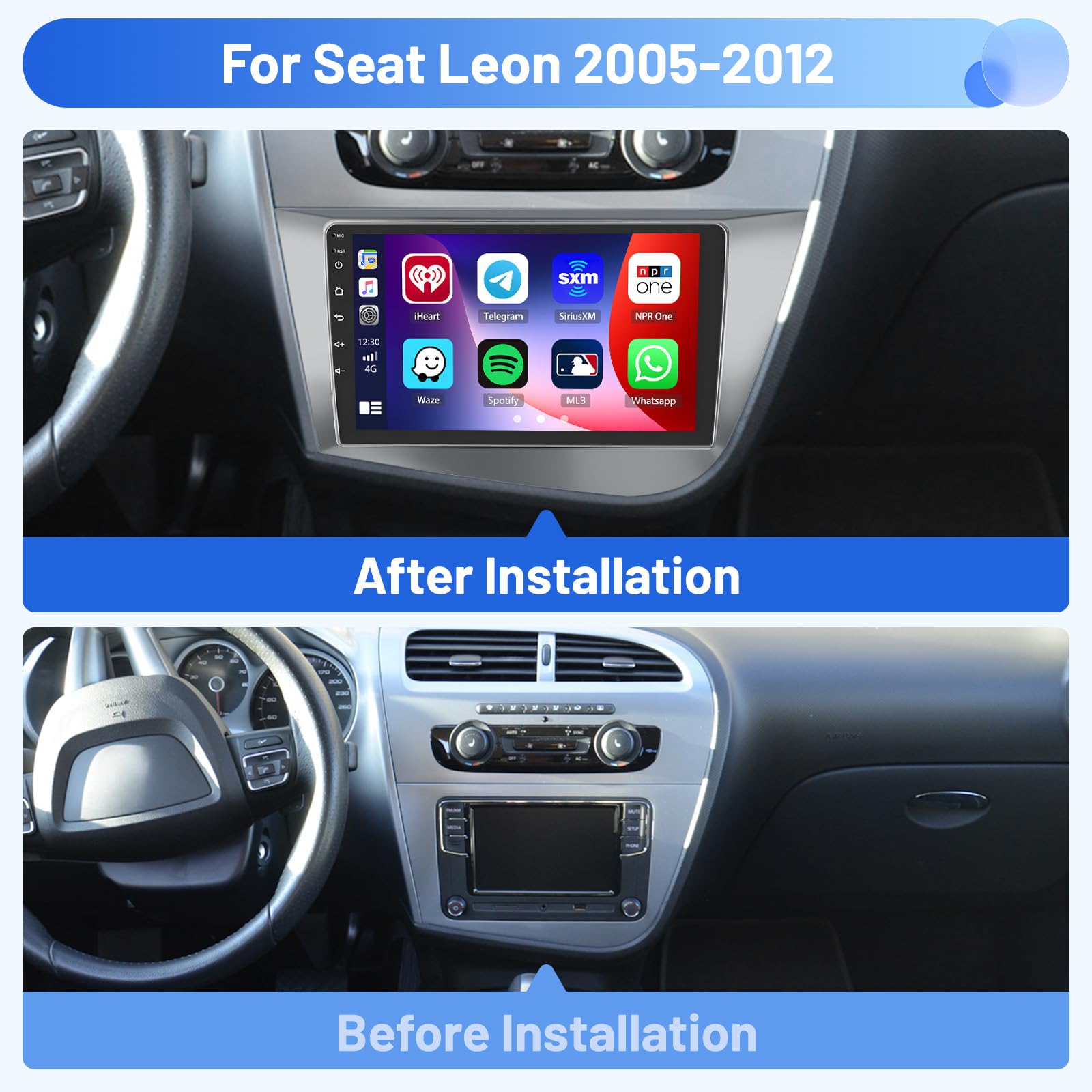 Ecran Carplay 9.26 Pouces Autoradio A-pple Carplay Sans Fil Android Auto Avec Dashcam Avant 4K,Caméra De Recul Dash Cam App