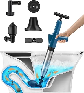 Toilettenkolben, Hochdruck-Luftablass-Blaster-Kit, Leistungsstarke Manuelle Pneumatische Baggerausrüstung, Abflussentsperrer für Waschbecken/Badewanne/Bodenablauf/verstopftes Rohr