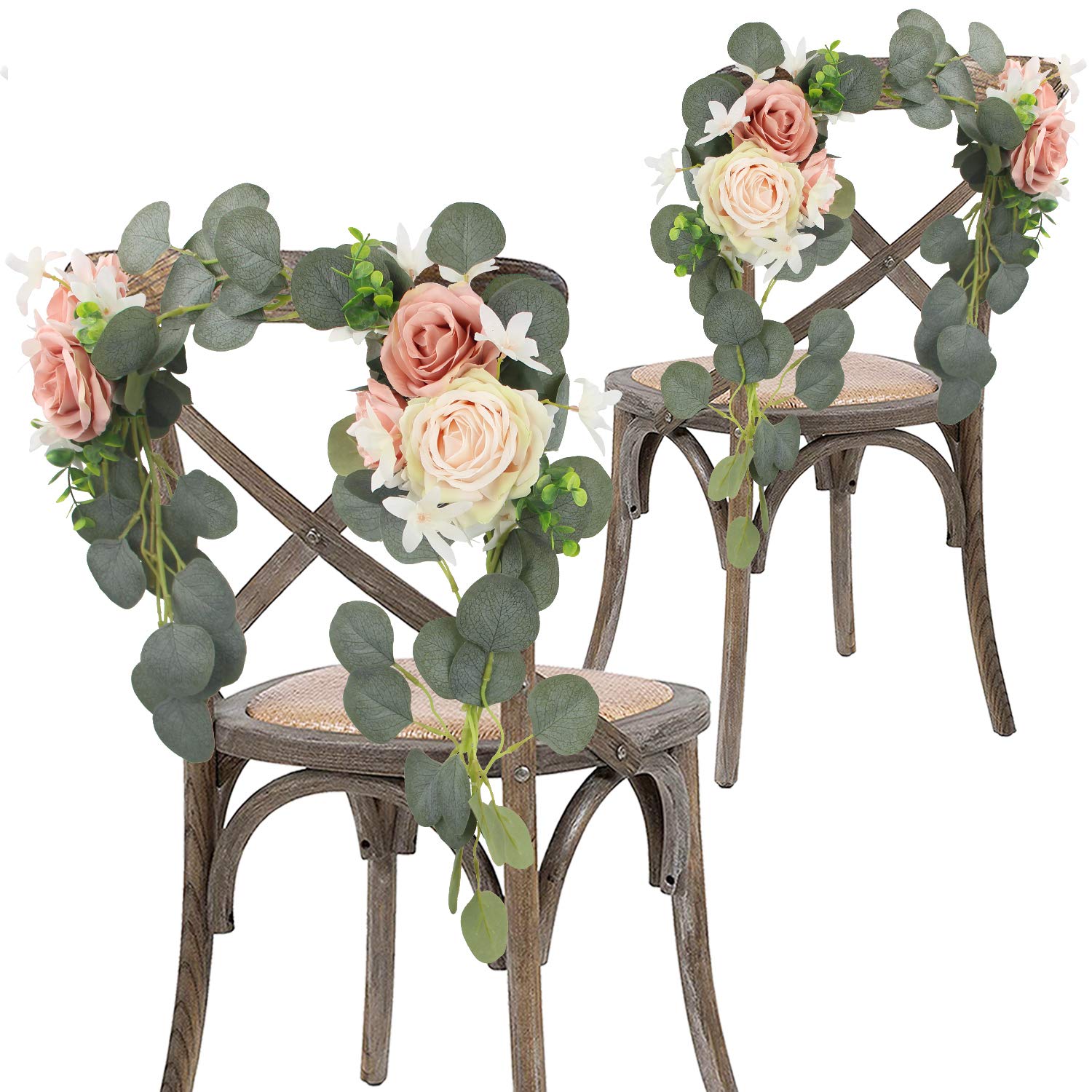 Rinlong Set of 2 Artificial Flower Swags Wedding Arch Chair Flowers Garland Decorations for Welcome Sign Flower Aisle Decor for Wedding Ceremony Bridal Shower Pink Nursery Decorations