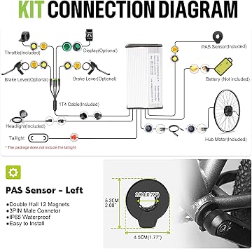 BAFANG Ebike Conversion Kit 48V500W Front Hub Motor Kit with Display | With Display | Electric Bicycle Kit | Smart Controller | PAS System | High Speed Brushless Geared Motor