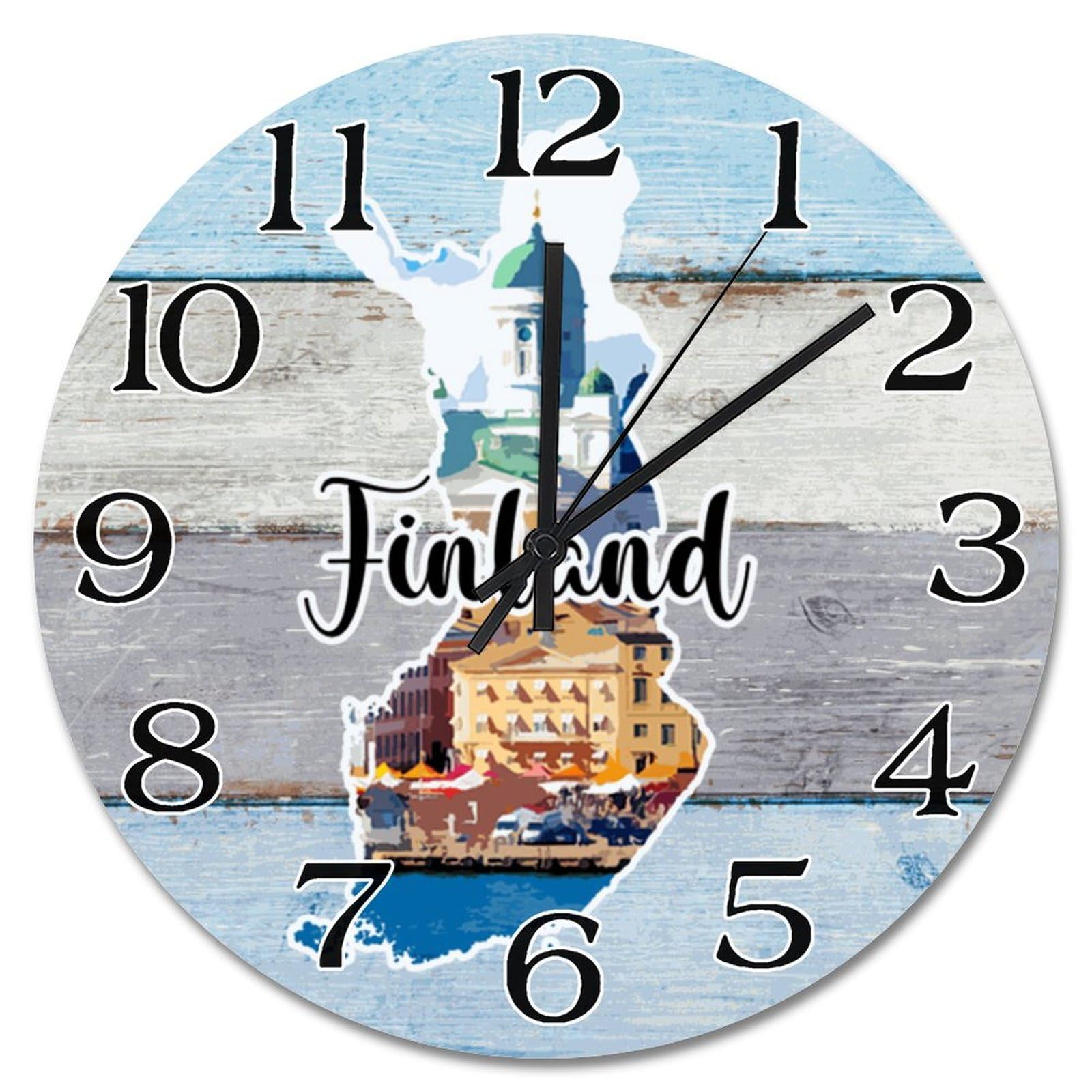Horloge murale voyage paysages de Finlande idéale pour salon et bureau calme