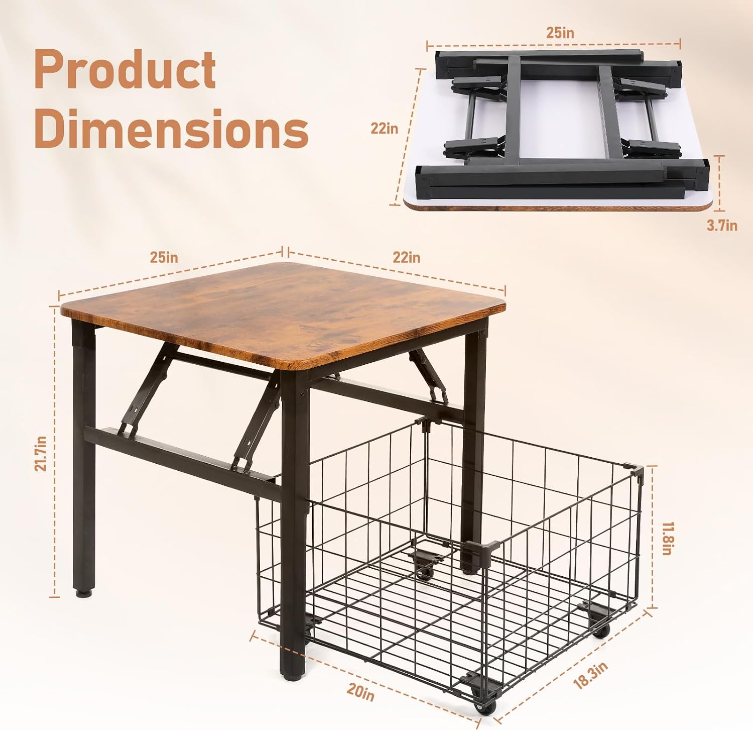 Portable Mini Fridge Stand, No Assembly Heavy Duty 300LBS