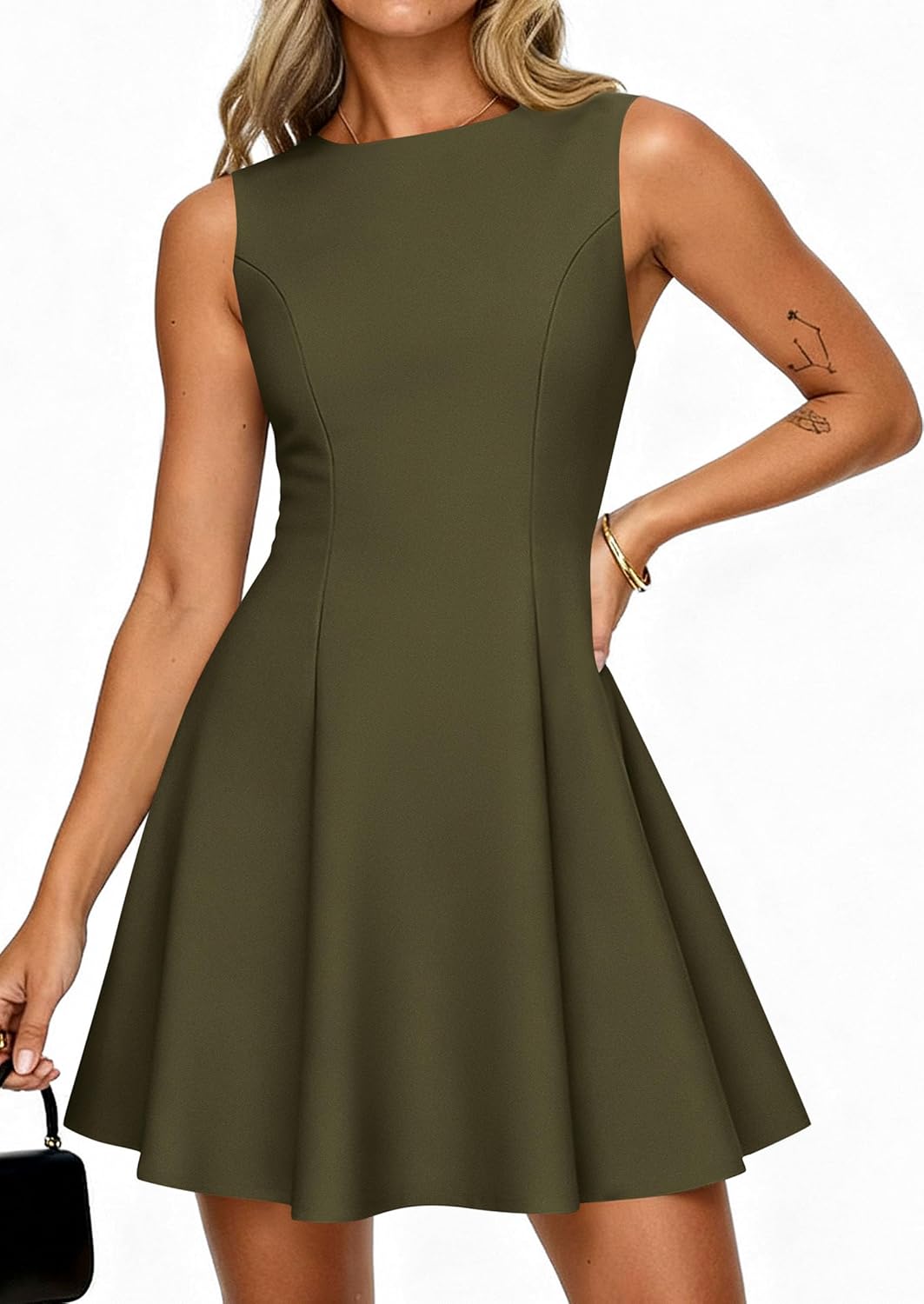 PRETTYGARDEN Cocktail Dresses for Women 2026 Summer Formal Boat Neck A Line Spring Elegant Graduation Party Mini Dress - Image 4