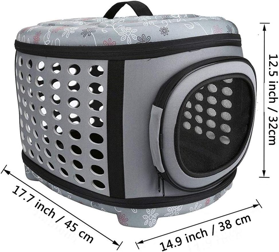Lofik Travel Outdoor Portable Folding Pet Dog Carrier Cat Carrier Pet Travel Bag Pet Breathable Tote 17.7 x 12. x14.9 inch Gray