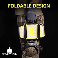 Vista 5 de Yzoni Rechargeable Work Light, 30W 3000Lumen LED Work Light with 5 Modes, Battery Powered Magnetic Lights with 360°Rotate Foldable Design, Job Site