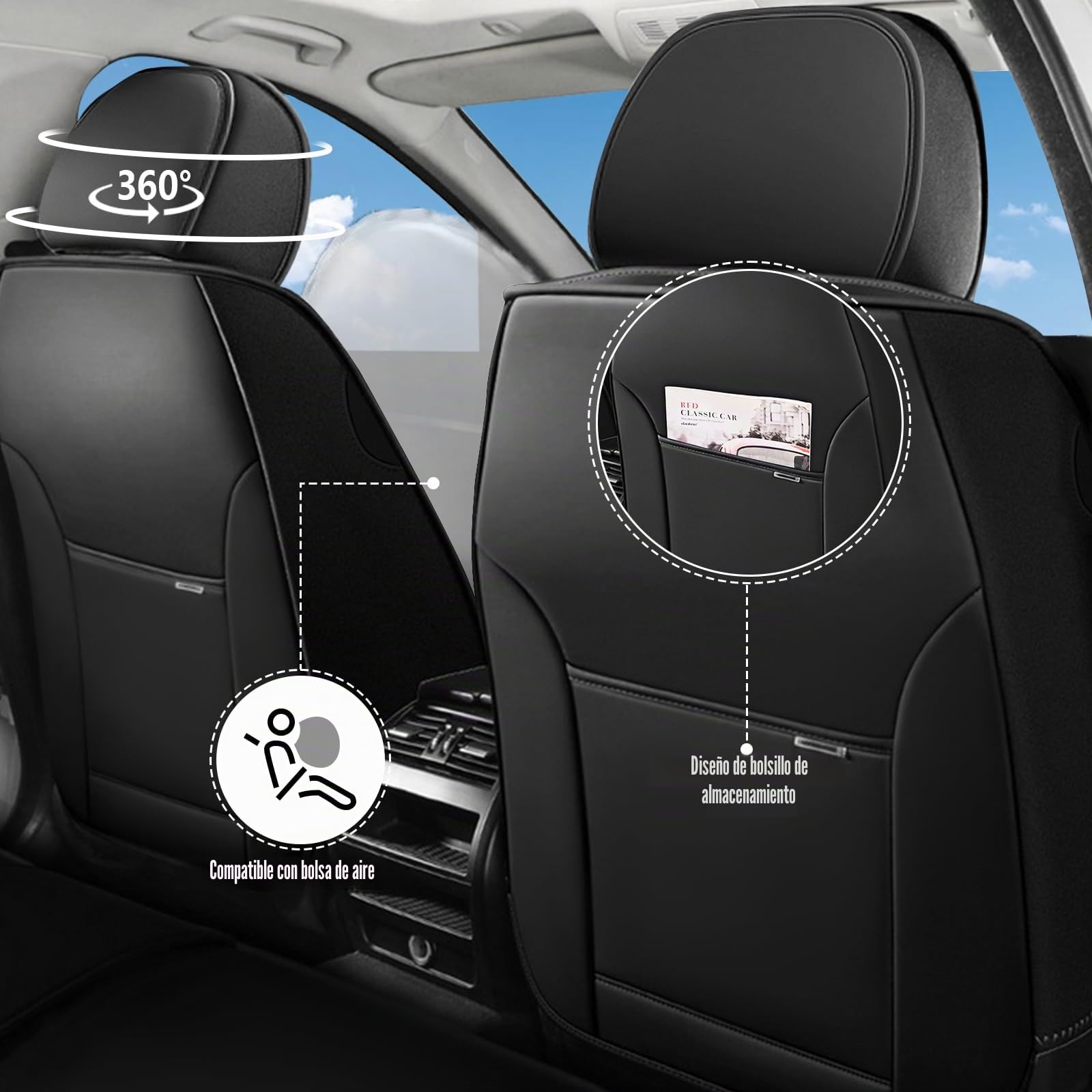 Fundas Asientos Coche Universales para MG ZS Hybrid+ Luxury 2024 2025 2026, Impermeable Transpirable PU Cuero Antideslizante,Regalo de Cumpleaños(Black Green)
