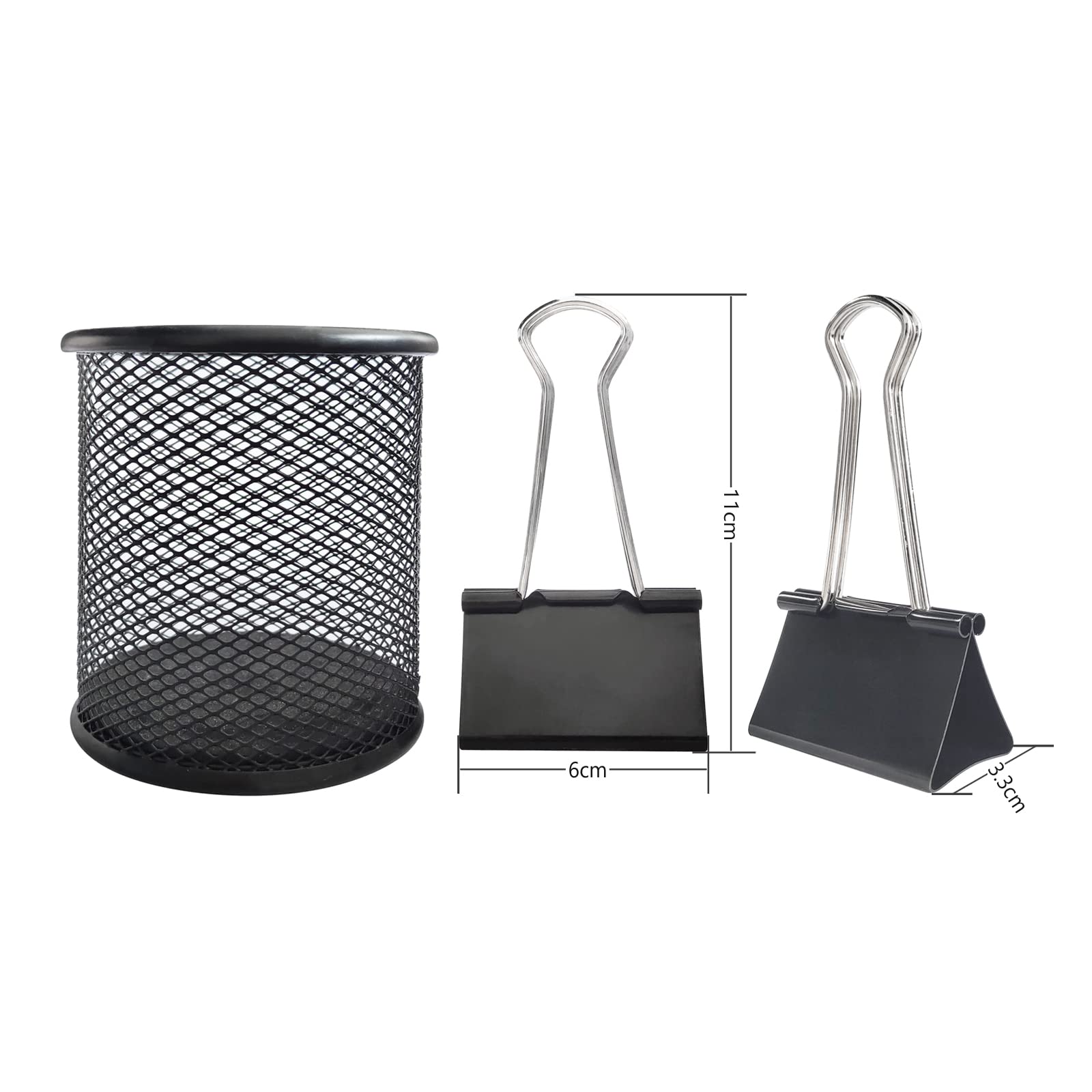 DSTELIN Lot de 32 pinces à papier extra larges de 6,1 cm pour fournitures de bureau, capacité de 3,2 cm, noir