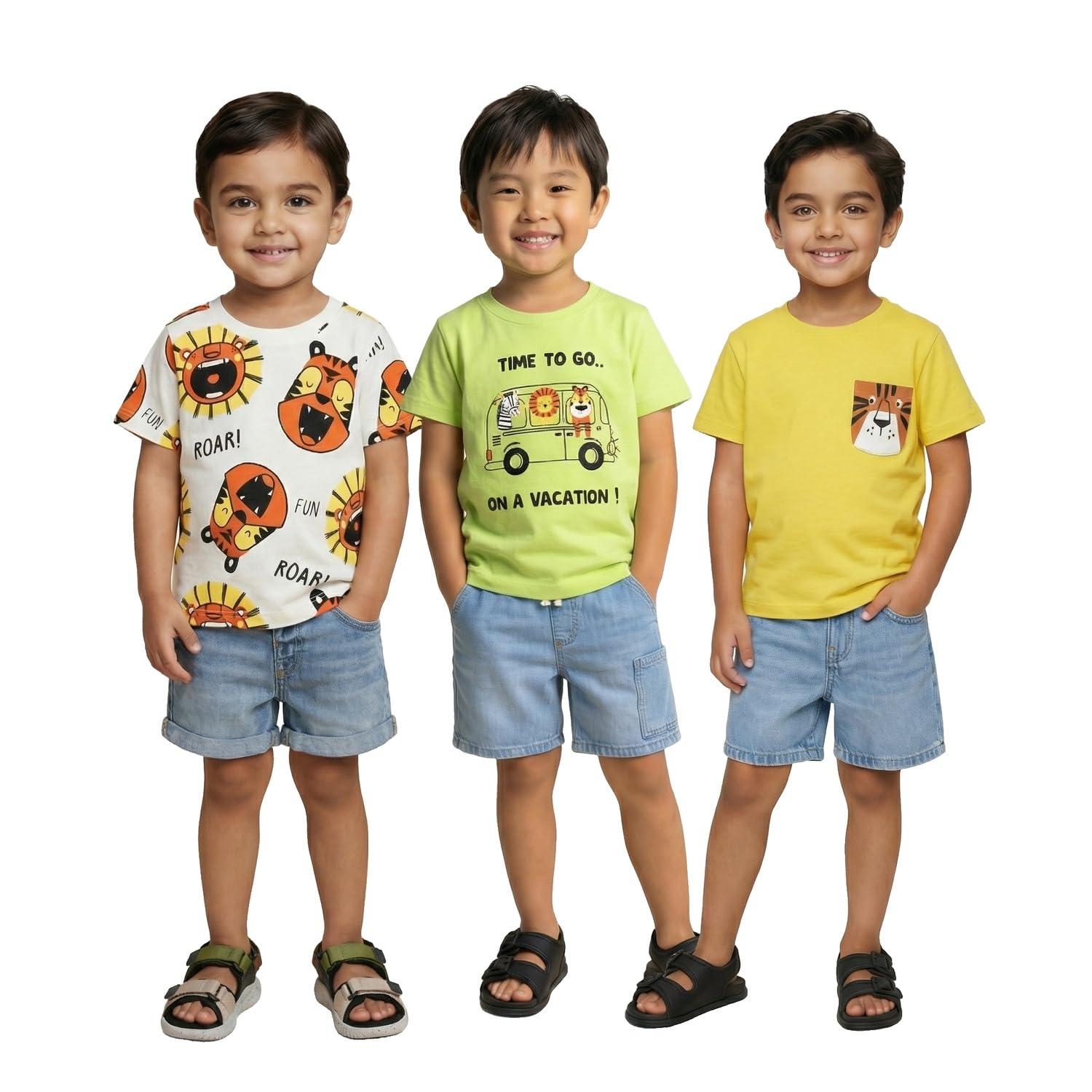 Nautinati Boys 100% Cotton T-Shirts (Packs) with Playful Prints | Age 1-5 Years-picture-12