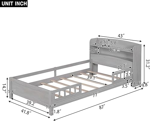 Miniatura 26 de SOFTSEA Base de cama de plataforma individual con dos cajones de almacenamiento, base de colchón, soporte de listones de madera, sofá cama