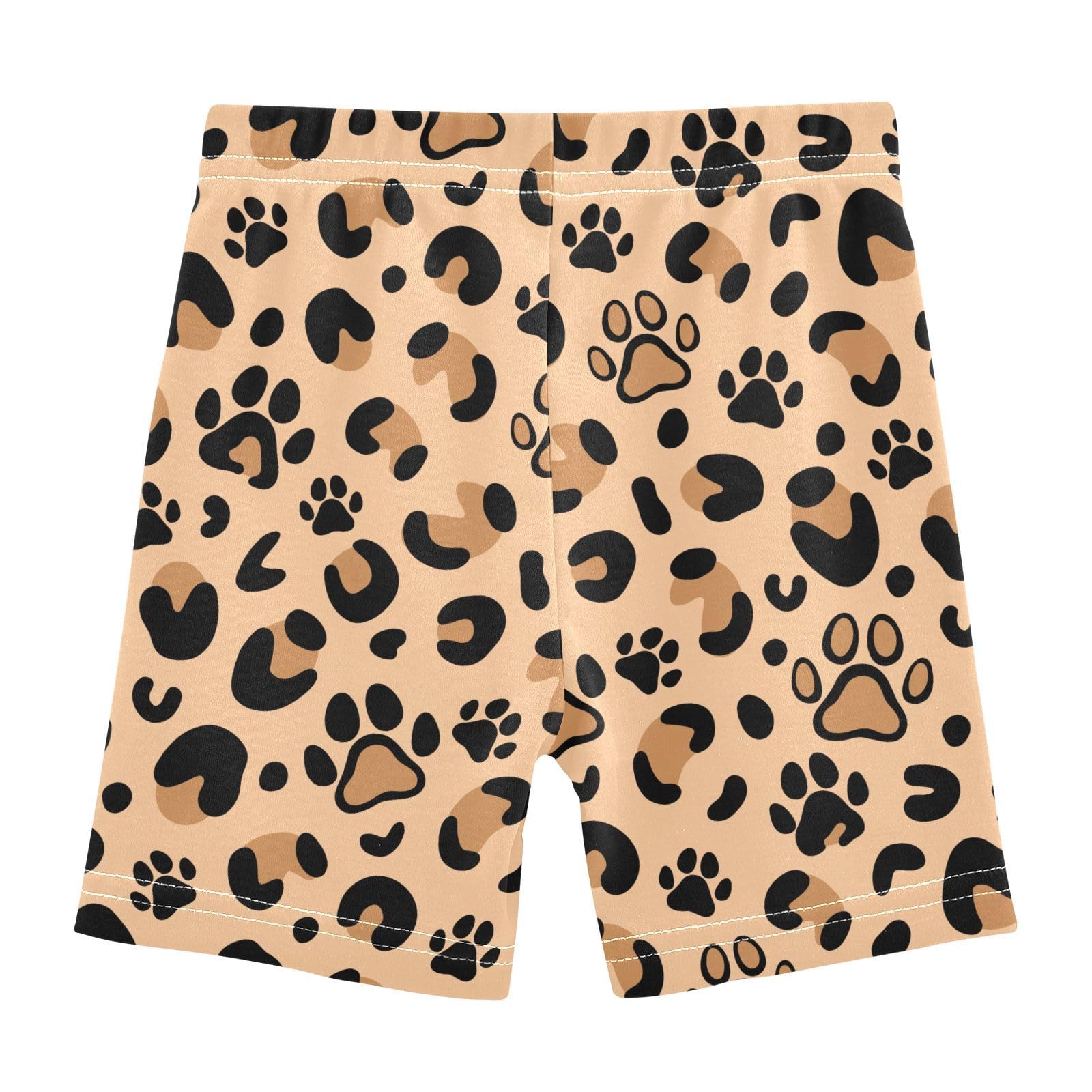JHKKU Girls Leopard Print Cat Paw Shorts Cotton Cartwheel Bike Kids Biker Under Dress Dance Short Girl Clothes 10Y