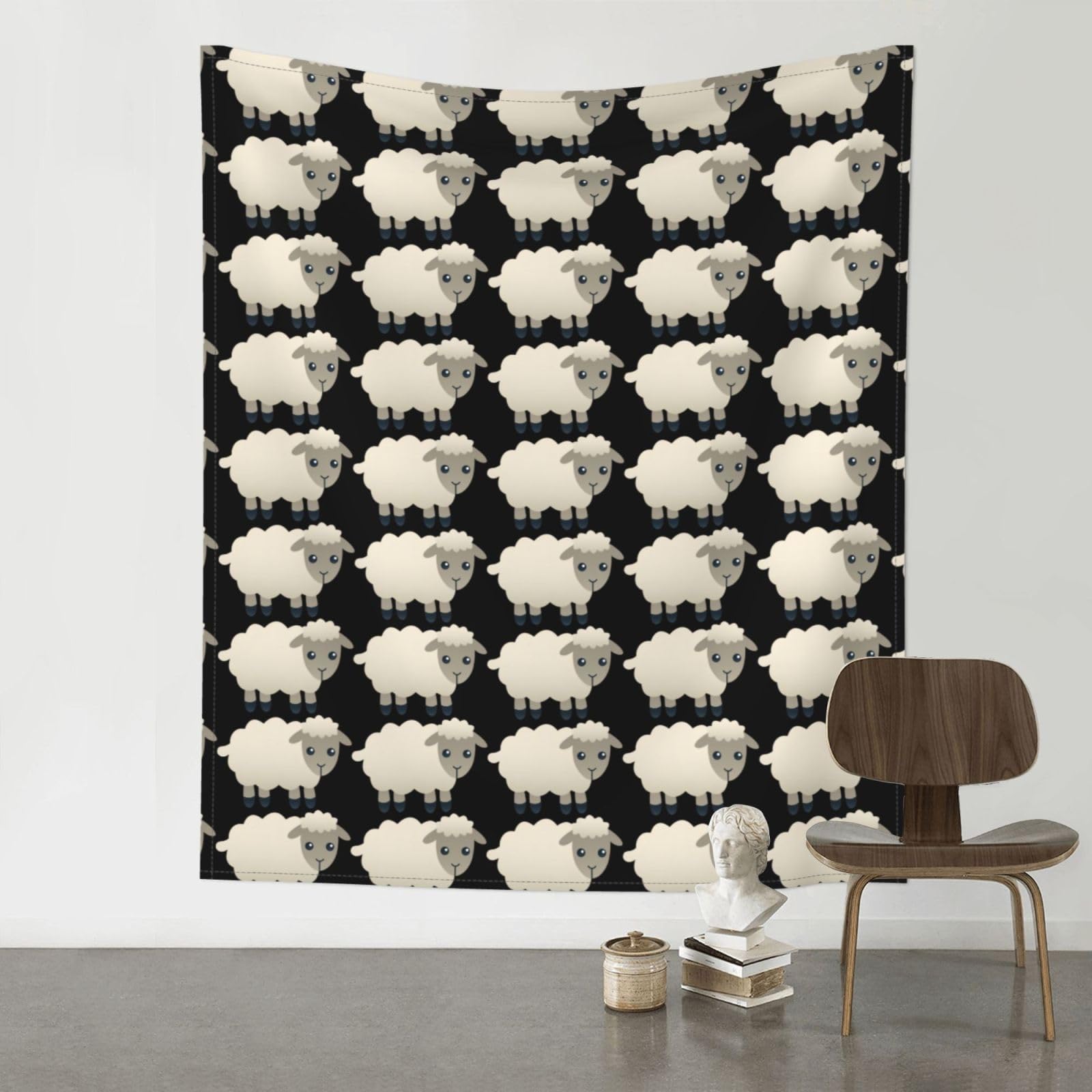 WHJSHOP Sheep Prints Original Wall Tapestry 60x51in – Boho Throw Blanket for Dorm Decor, Beach Picnic, & Bedroom Layering