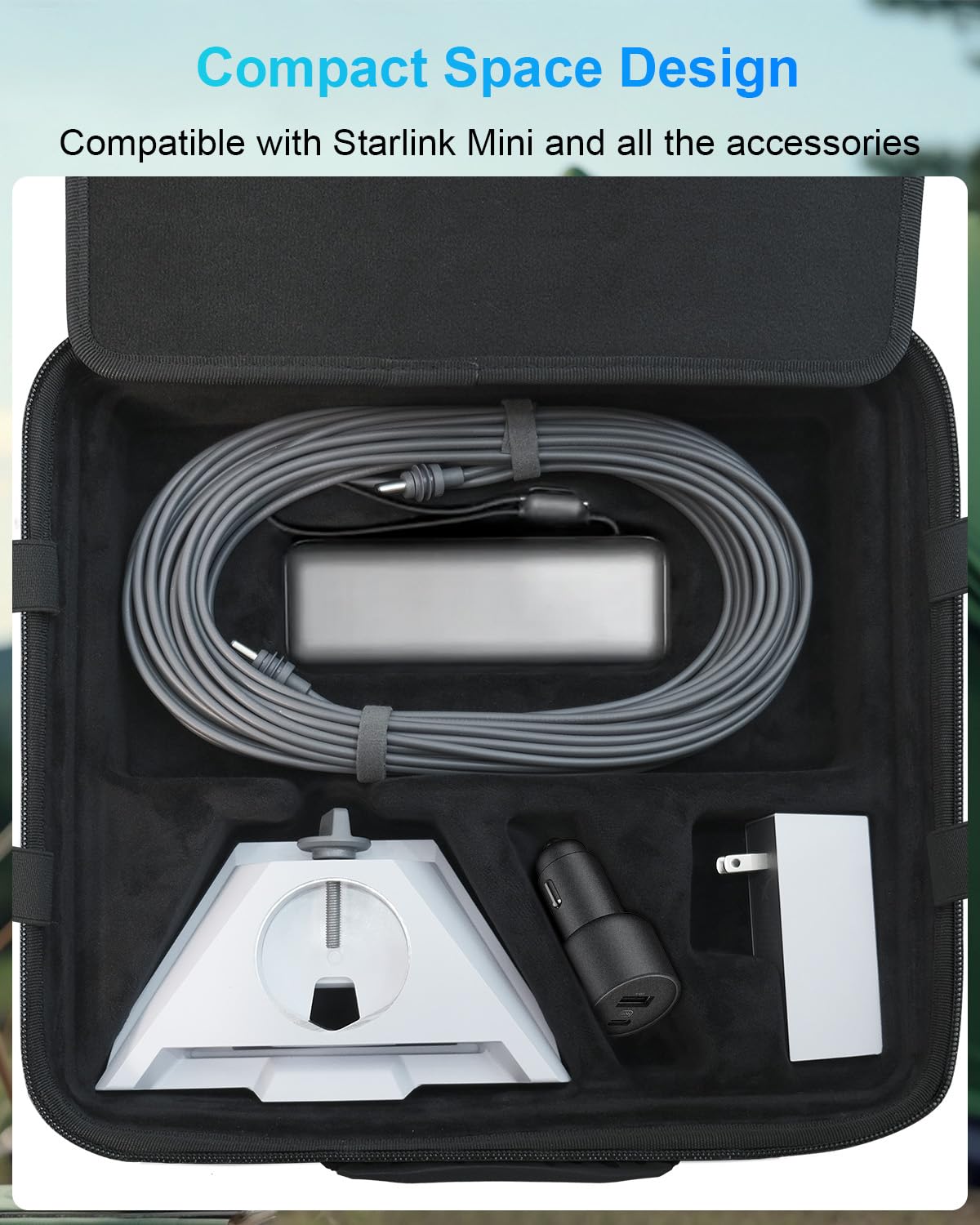 Mwin Starlink Mini Case Custodia Leggera da Viaggio in EVA Resistente Agli Spruzzi e Agli Urti con Tracolla, Borsa Rigida Portatile Nera
