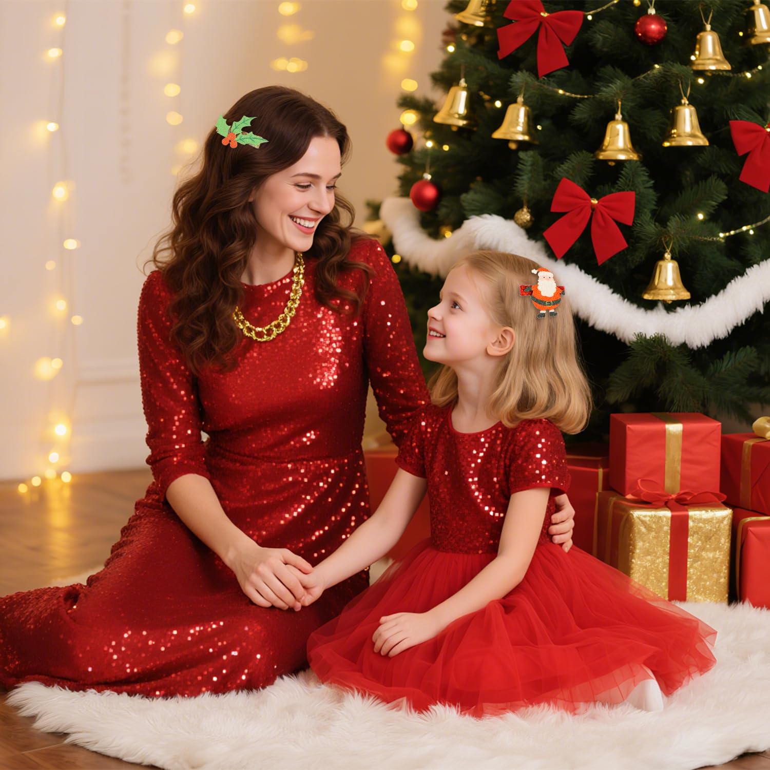 Christmas Hair Clips 10Pcs Cute Sequin Side Hair Barrettes Glitter Decorative Hair Pins Xmas Headwear Holiday Party Accessories for Women Teens Girls Stocking Stuffers Gifts - Image 4