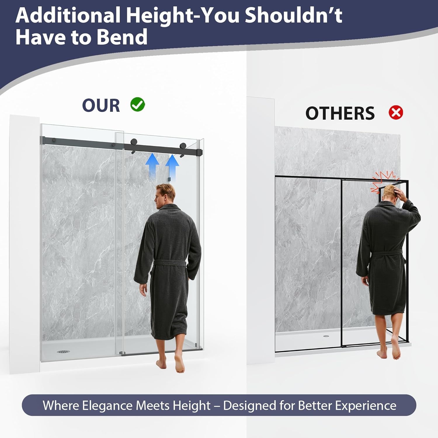 Frameless Shower Enclosure, 36" D x 49-54" W x 76" H Sliding Glass Shower Door with Side Panel, SGCC Tempered Glass, Explosion-Proof Film & Nano Coating, Matte Black Finish