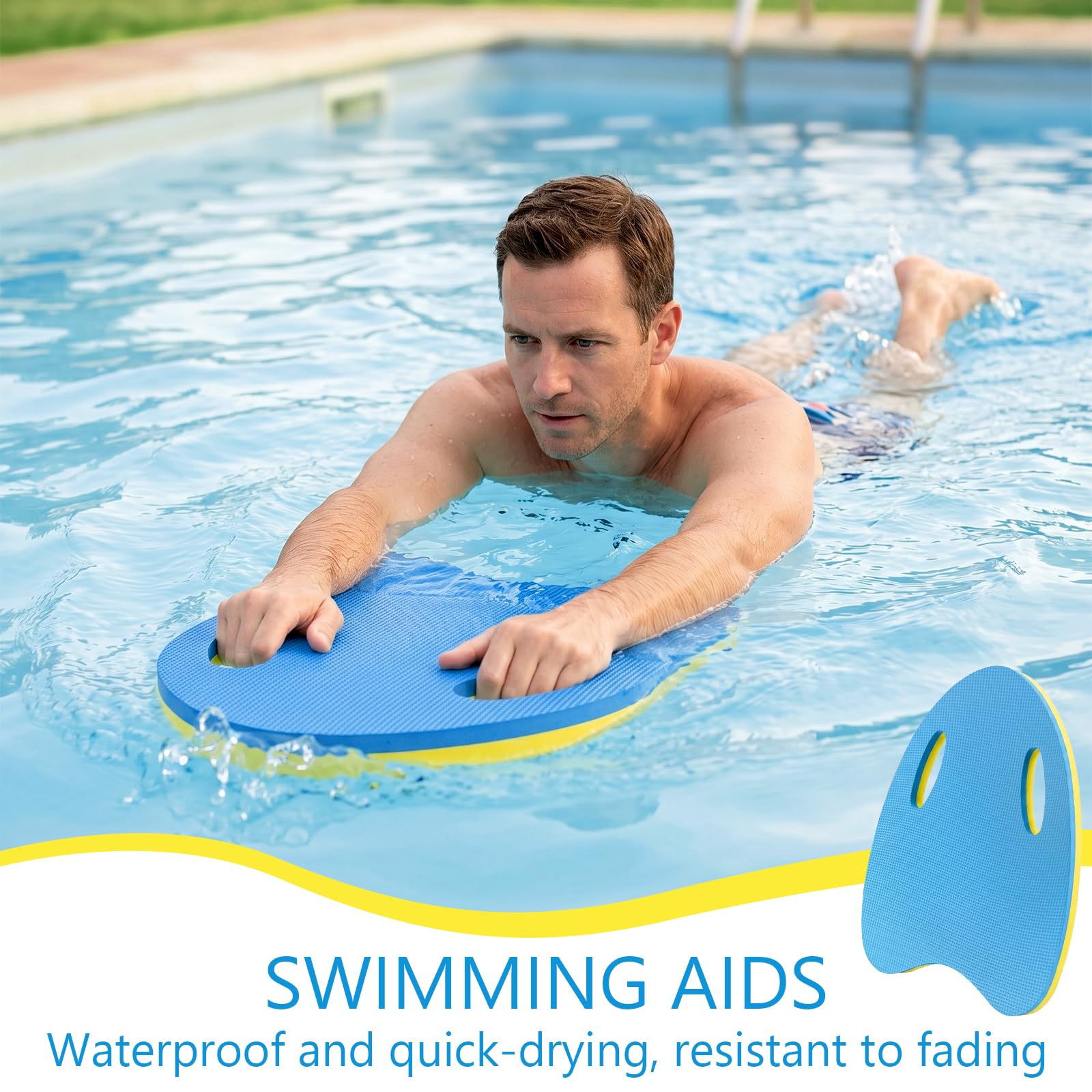 1 Unidad Tabla de Natación Kickboard, Espuma EVA para Niños y Adultos, Entrenamiento Natación Aquafitness, Forma en A con Asas 40 x 32 cm