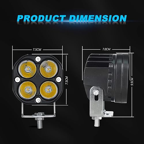 Miniatura 2 de Nicoko Super brillante 4 pulgadas 60 W inundación LED ámbar blanco niebla luz conducción Offroad luces Pods IP68 para camión SUV ATV UTV motocicleta