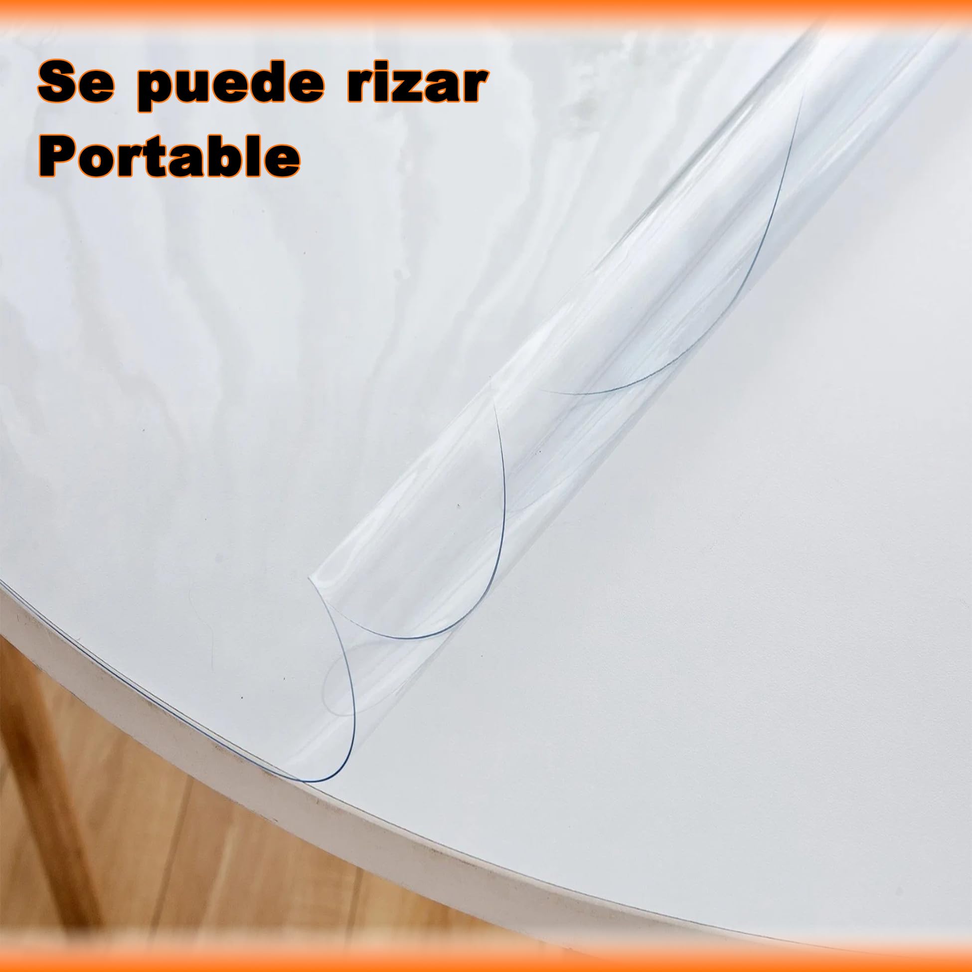 Runde transparente PVC-Tischdecke, 120 cm, 3 mm, auslaufsicher, umweltfreundlich, rollbar, für Holz und harte Böden, transparente Schutzhülle für runde Tische