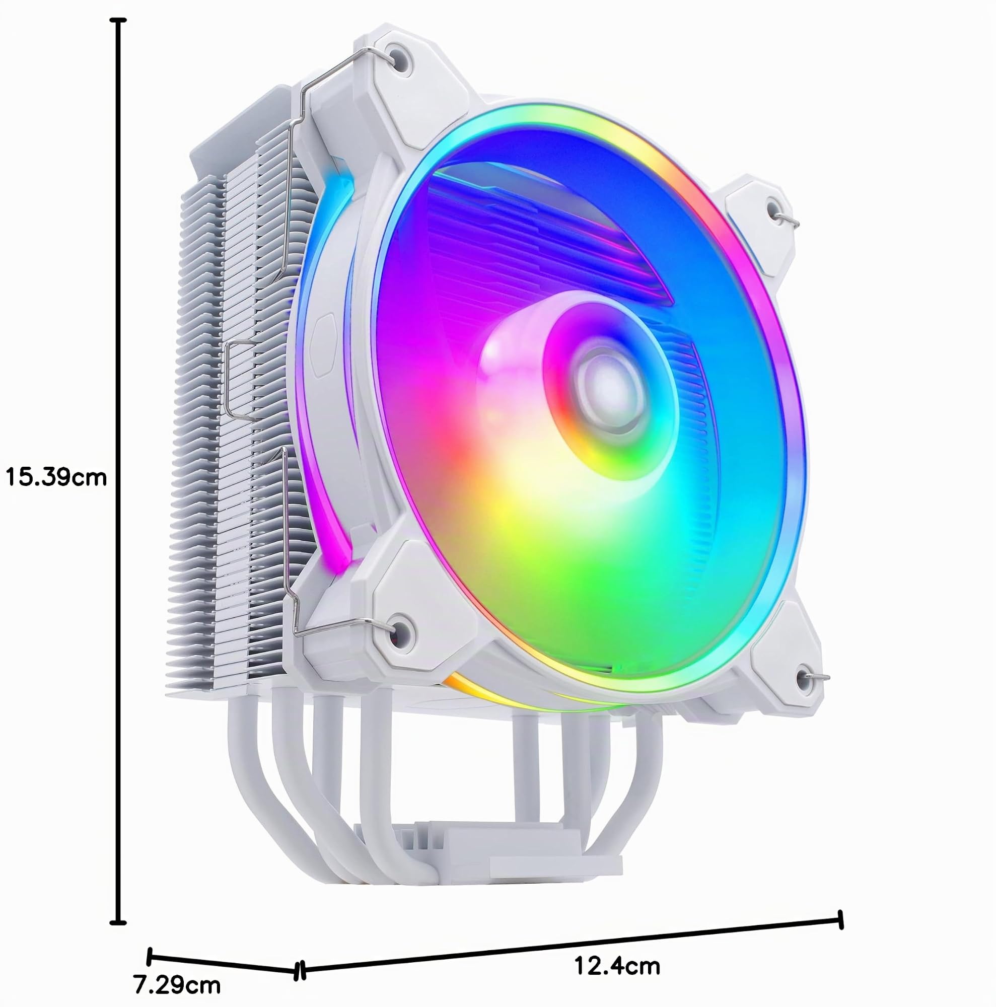 Cooler Master Hyper 212 Halo CPU-Luftkühler – reinweißes Aluminium-Finish, 4 kontinuierliche Direktkontakt-Heatpipes mit Lamellen… – Ansicht 9