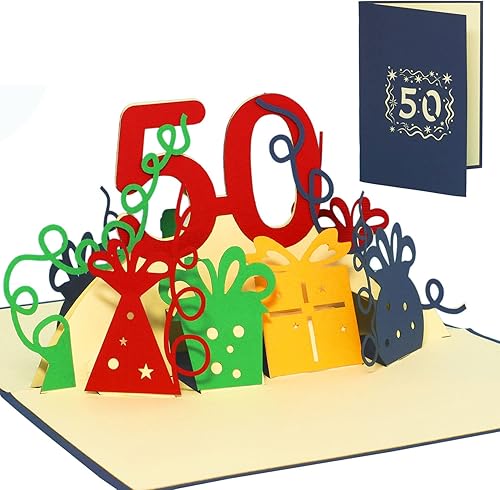 LINPOPUP, Tarjeta de felicitación 3D emergente, cumpleaños, invitación a fiesta, felicitaciones, mejores deseos, cumpleaños número 50, N21