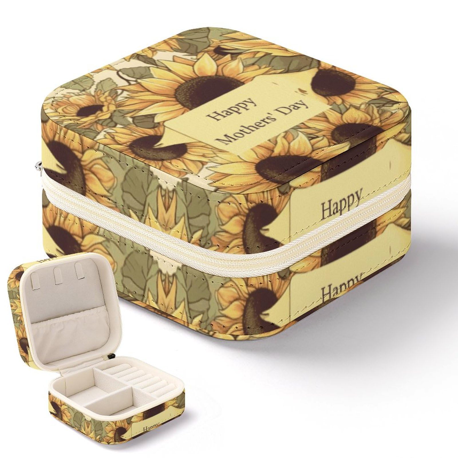 Boîte à bijoux pour la fête des mères en cuir souple avec détails fleuris