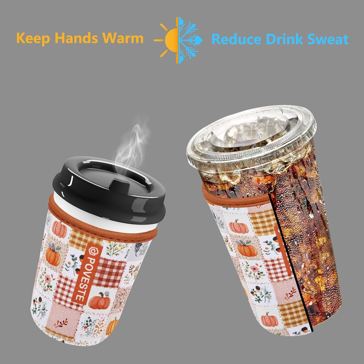 Poveste Reusable Neoprene Insulator Sleeve for Iced Coffee & Cold Soda