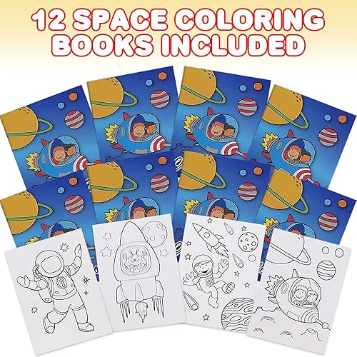 Miniatura 2 de ArtCreativity Libros para colorear espaciales para niños, juego de 12, folletos de color pequeños de 5 x 7 pulgadas, premios divertidos, rellenos de