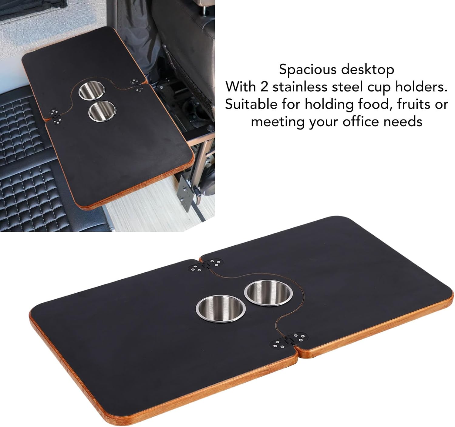 Asixxsix Removable Boat Table, 29.53x15.55 Inch Rectangular RV Table Top Replacement with 2 Cup Holders, Folding Boat Table Top Panel for Marine Trailer Yacht Deck Dining Work