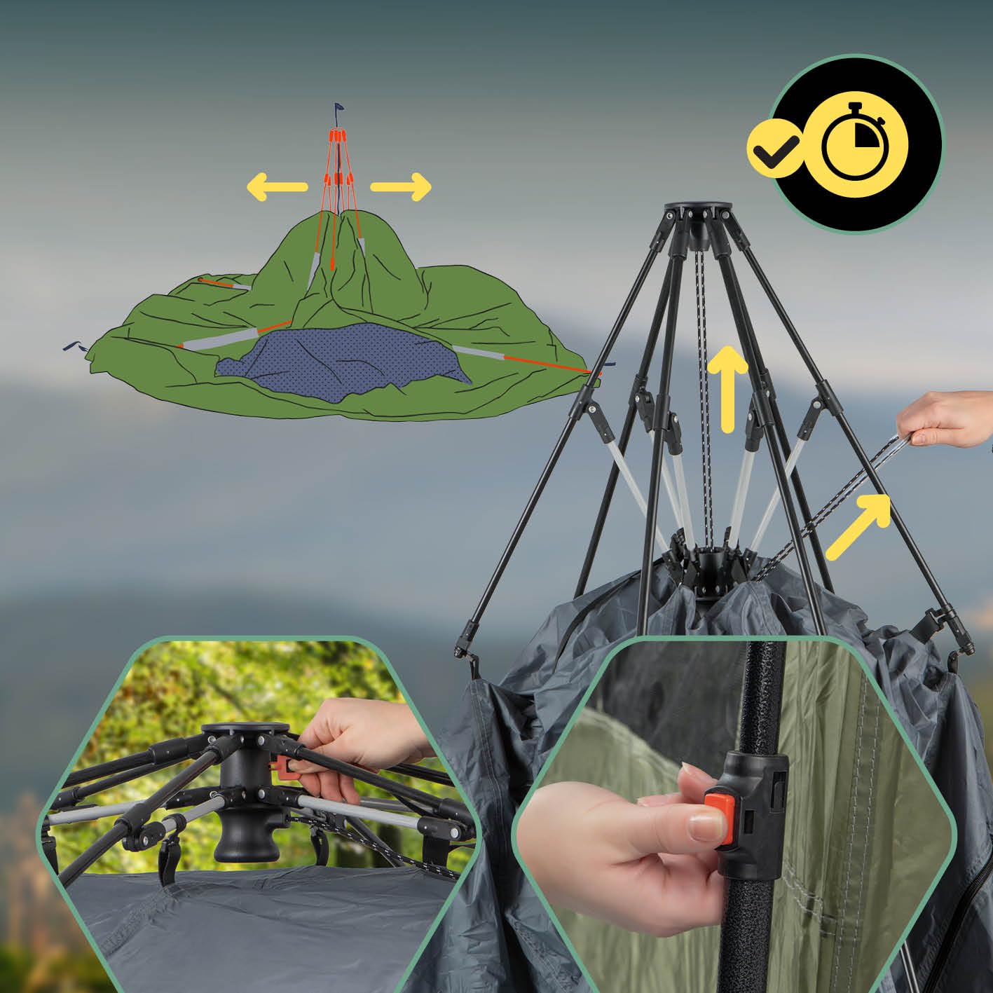 Where Tomorrow Tente de Douche Pop-up pour 2 Personnes | Toilettes de Camping et vestiaire pour l'extérieur et Les Festivals | Légère et imperméable | Douche Mobile avec cloison | Tente à Lancer