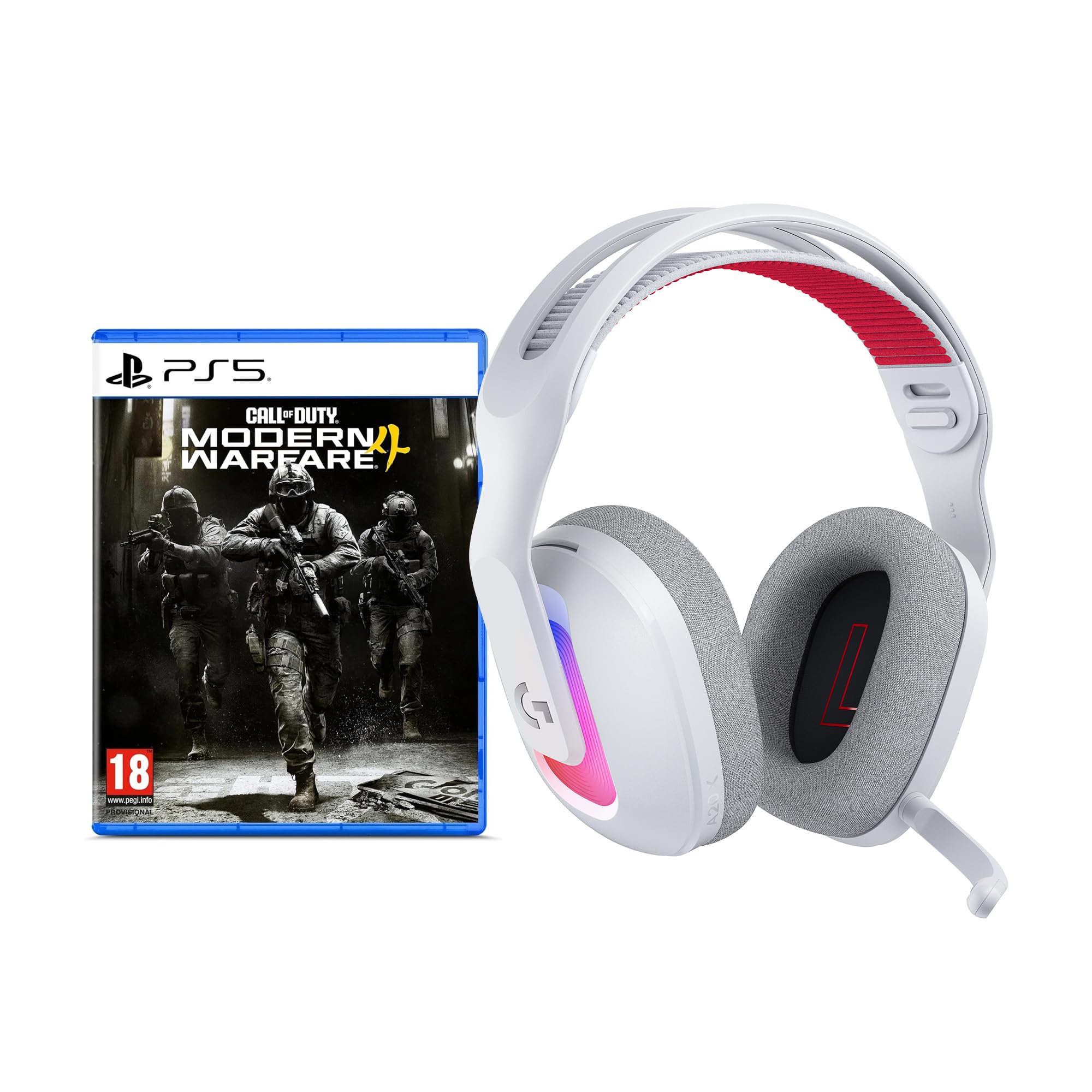 Logitech G Astro A20 X LIGHTSPEED + Call of Duty MW4 - PS5 | 2-System PLAYSYNC Audio, Bluetooth, RGB, 48-khz-Boom-Mikrofon - Weiß
