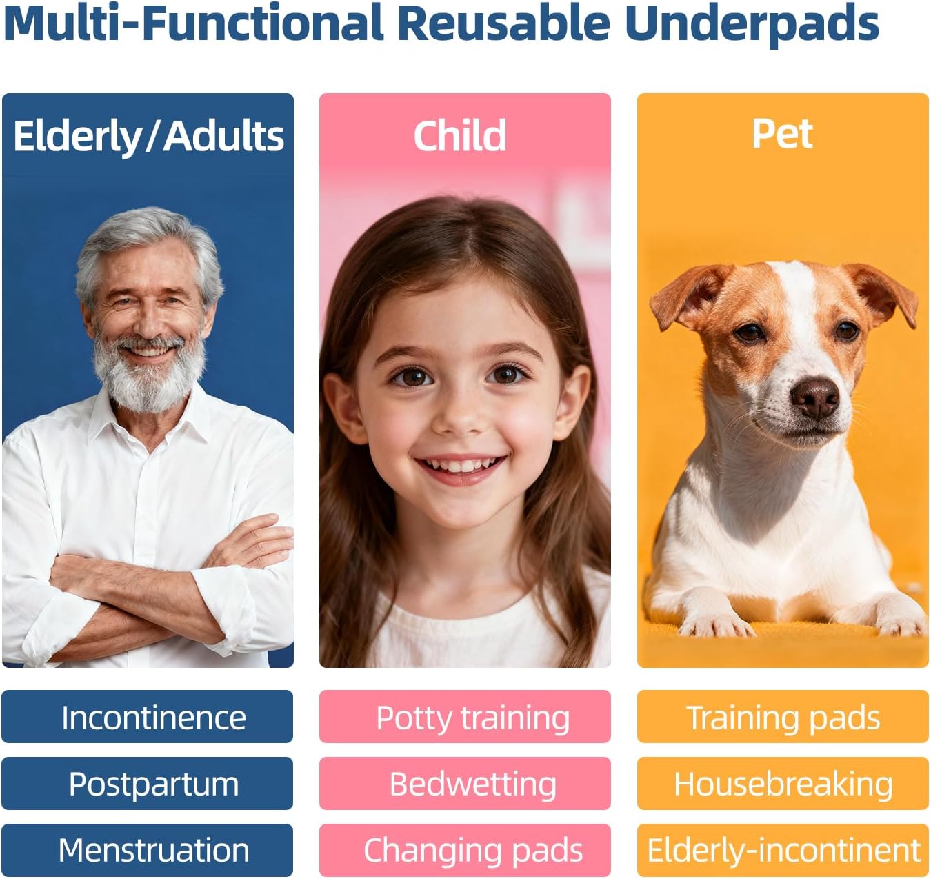 Washable Bed Pads 35"x60" Pack of 2 - Heavy Absorbency Reusable Underpads Pads for Adults Elderly, Waterproof Incontinence Pee Pads for Bed Couch