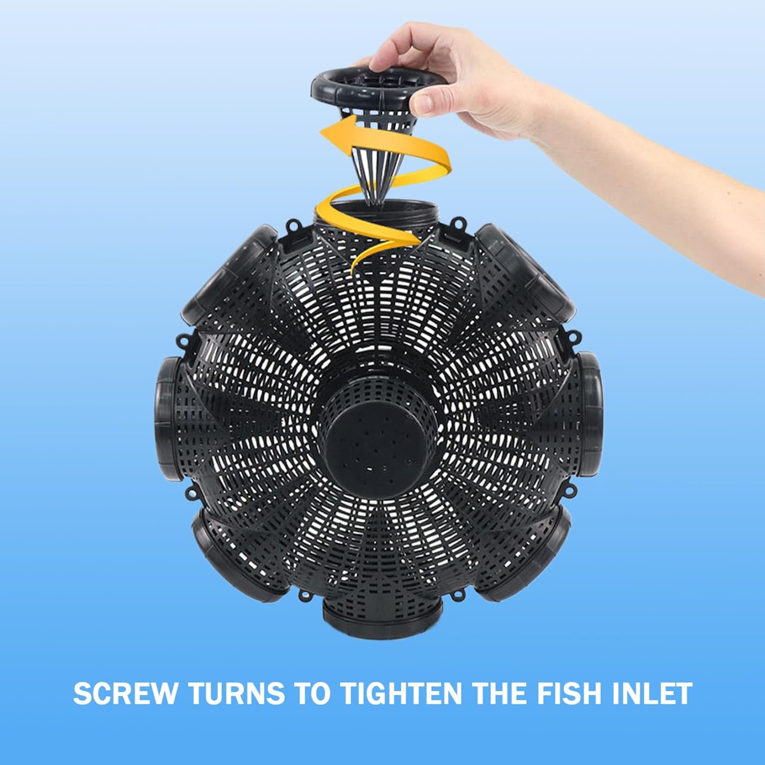 Fish Trap, 14.6x4.3 Round Crawfish Trap 8 Hole Fine Mesh Minnow Trap PP Crab Trap with Inner Bait Box Detachable Turtle Trap EEL Trap Fishing Equipment