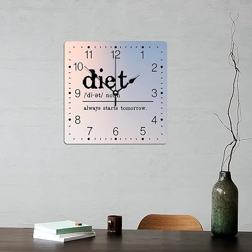 Miniatura 203 de Reloj de pared cuadrado de PVC con definición de contador, refranes motivacionales, reloj de pared grande, descripción de la palabra, 12 pulgadas