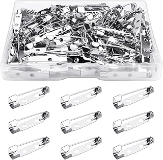 100 Pcs Bar Pins Backs Safety Clasp, Locking Pins Silver Brooch Clasp Pins Bar Jewelry Pins for Badges DIY Craft Sewing Baby Shower Wedding Name Tags (25mm)