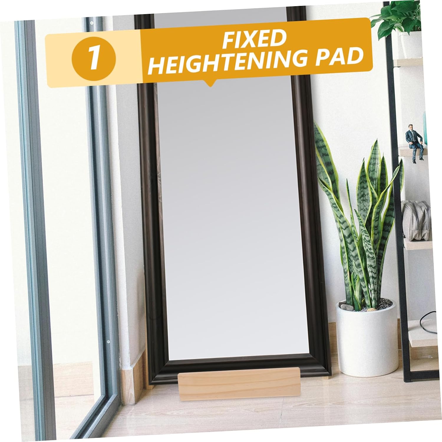 Mobestech Floor Mirror Stand Only Stable Slip Wooden Holder for Full Mirrors Elegant Support Base for Home Office Restaurant Use with Height Elevation