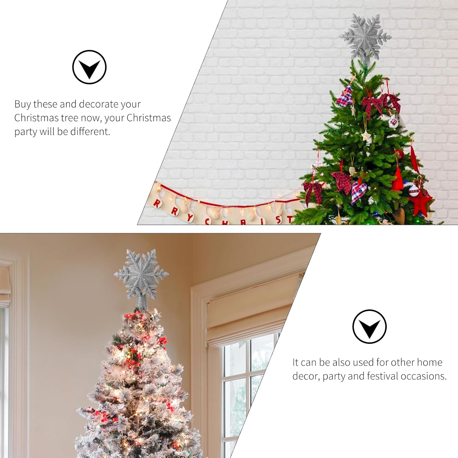 Christmas Tree Topper Lighted With 6 Projection Modes: Built-in 360° Led Rotating Projector Snowflake Tree Topper 3d Christmas Tree Decor Christmas Projector For Xmas Holiday Christmas Tree Decoration