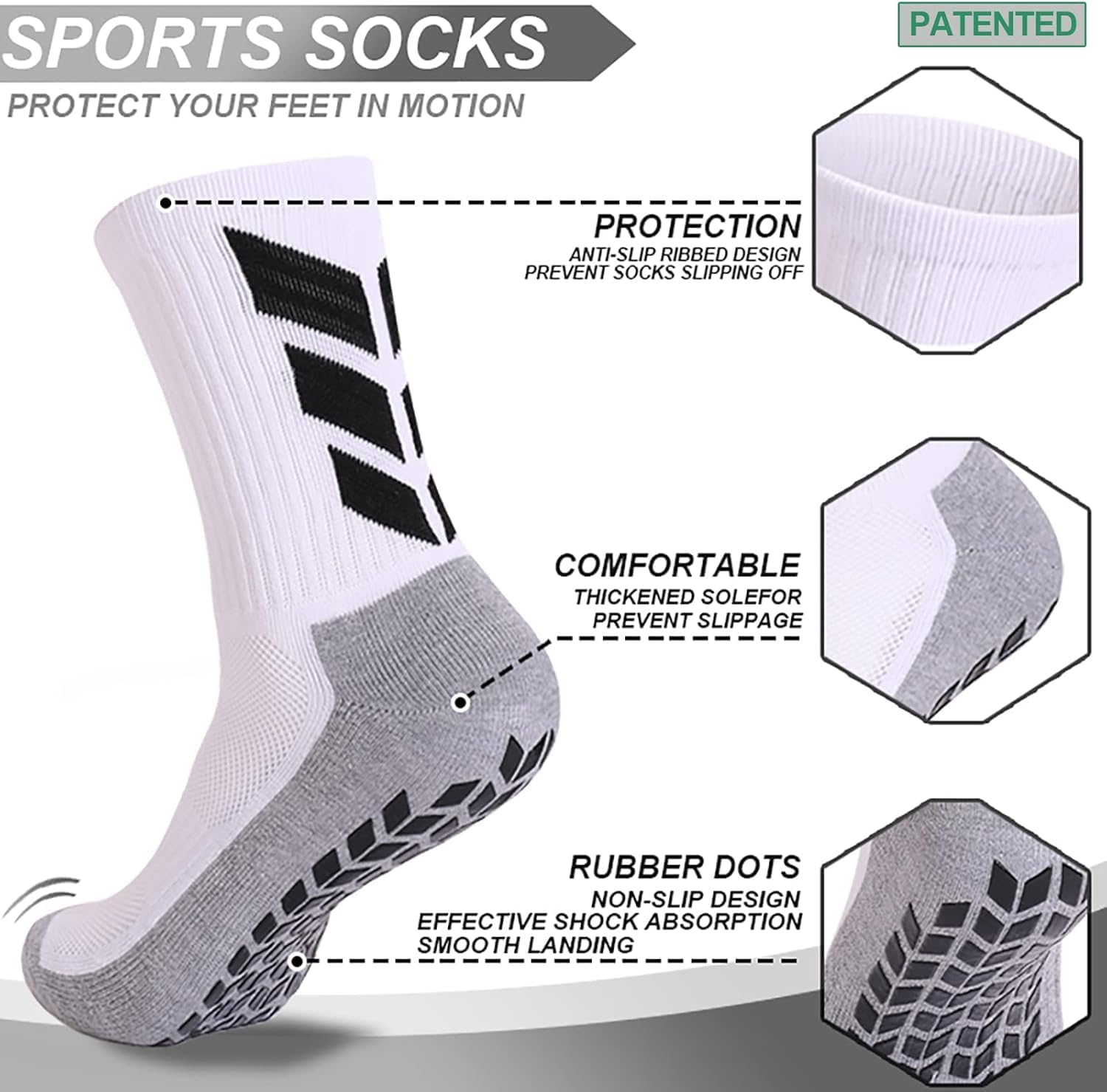 MENDENG Men's Grip Socks - Non Slip Soccer & Hospital Socks - Image 4