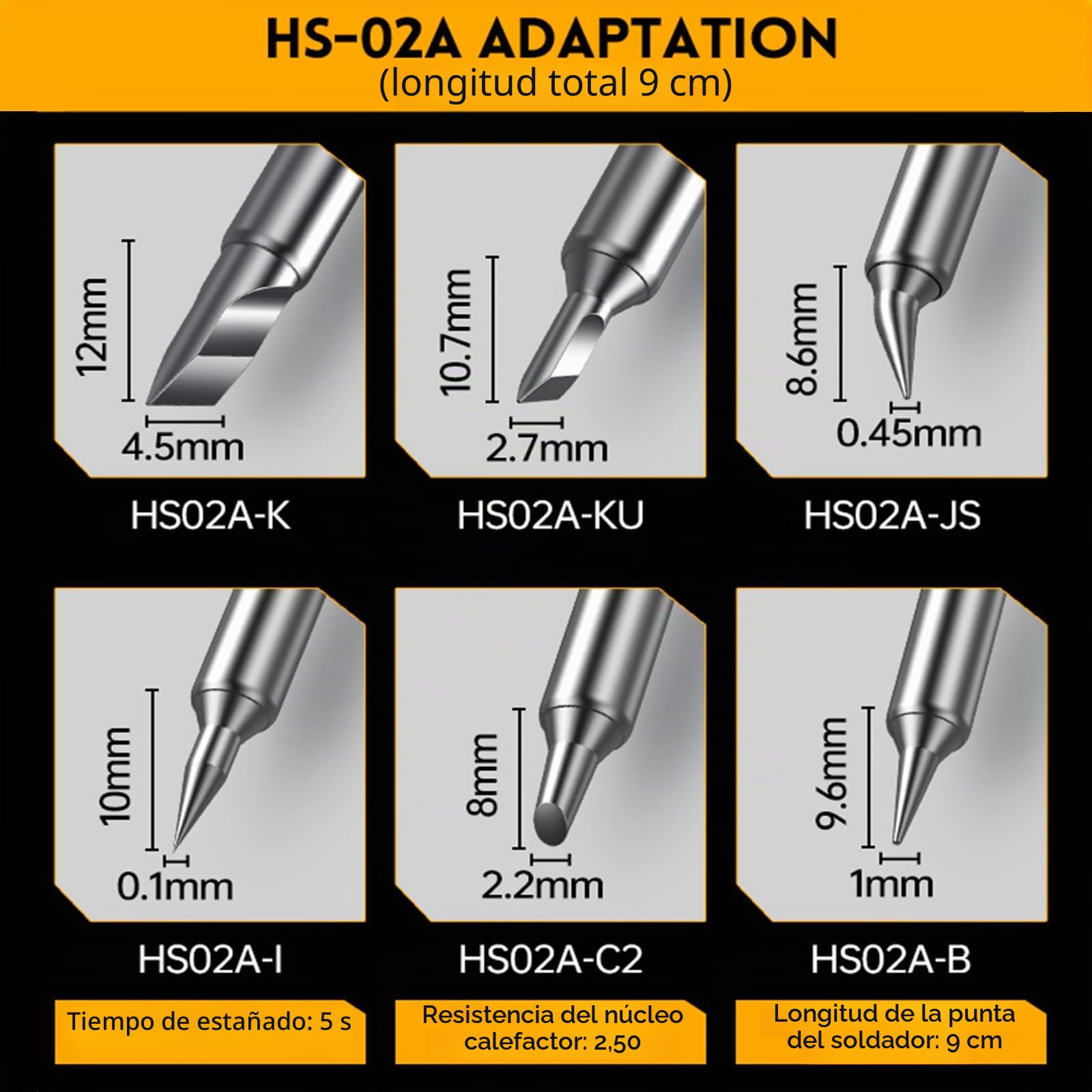 Soldador Inalámbrico Inteligente, Hs-02A Kit de Soldador Eléctrico Con Pantalla Digital 100-450 °C Temperatura Ajustable Con 6 Puntas de Soldadura, para Soldadura Y Reparación en El Hogar